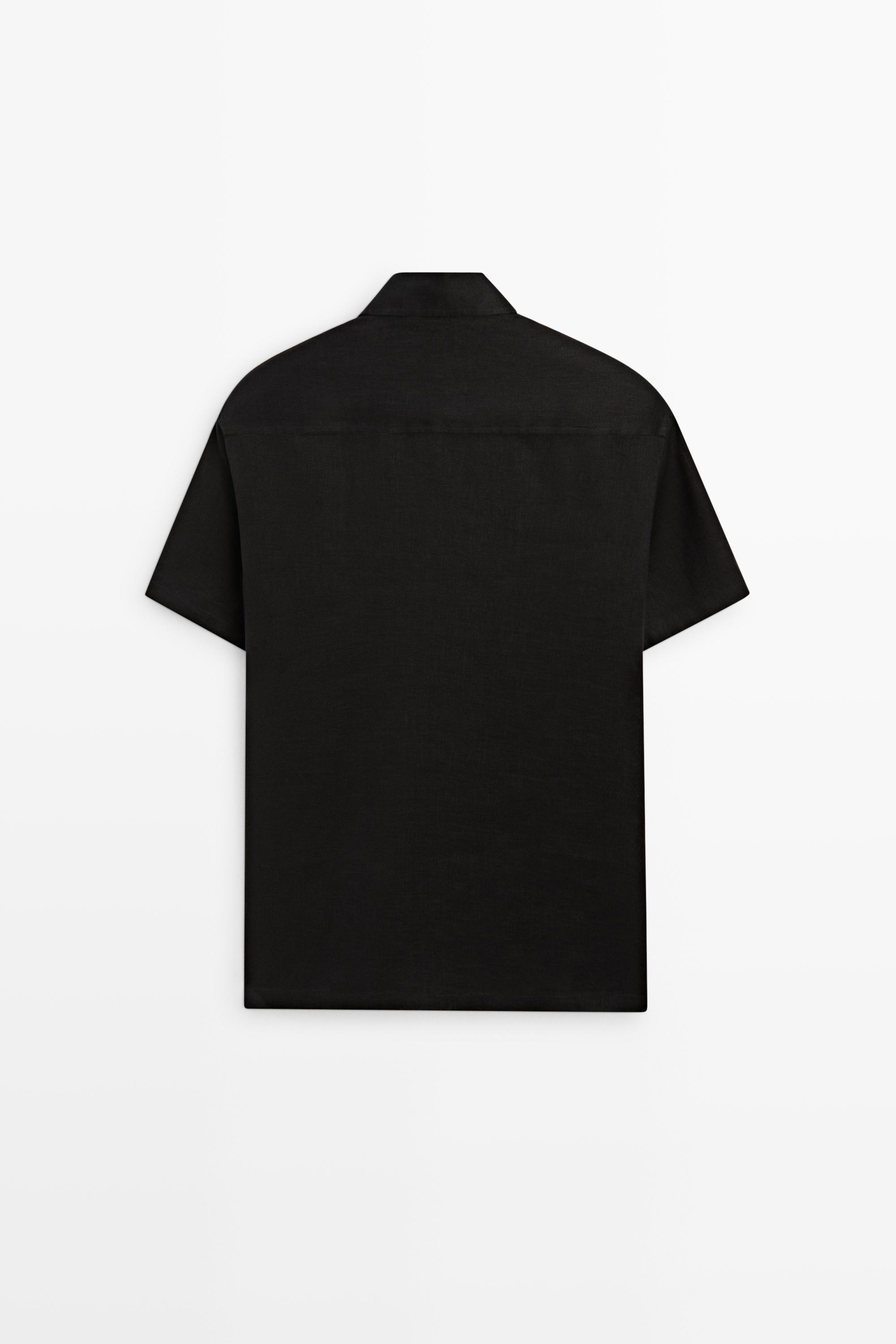 Regular fit 100% linen short sleeve shirt